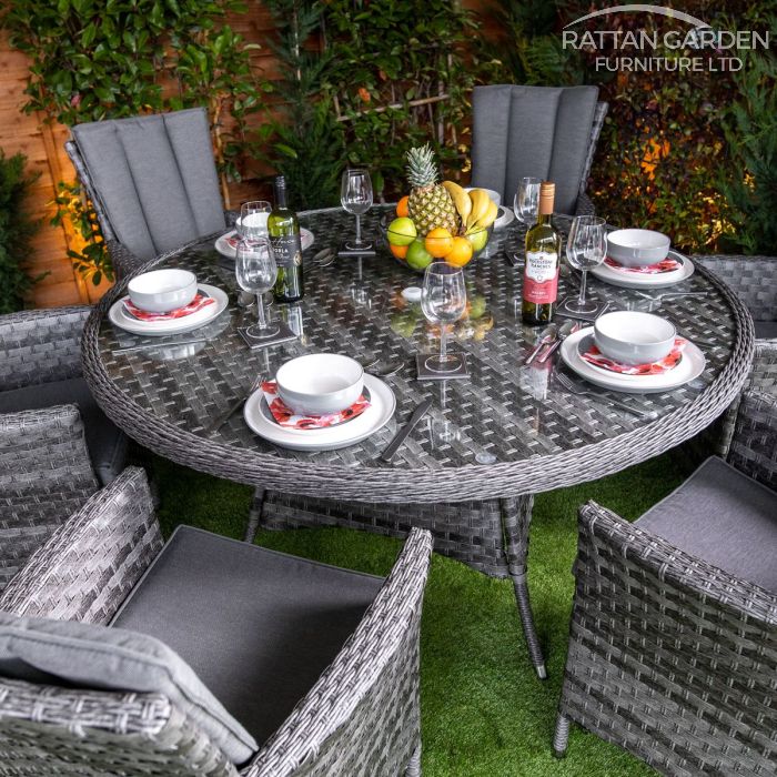 Rattan Serena Atlanta Round 6 Seat Dining Set