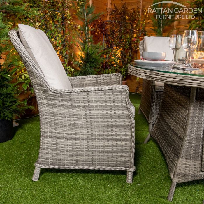 Rattan Champagne Paris Round 4 Seat Fire Pit Set