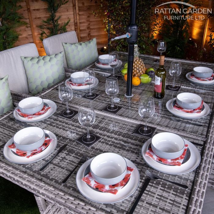 Rattan Champagne 6 Seat Cube With 4 Storage Footstools
