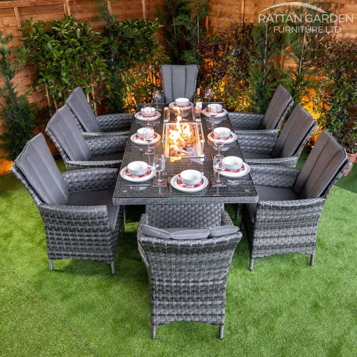 Serena Atlanta 8 Seat Fire Pit With 200cm Rectangular Table