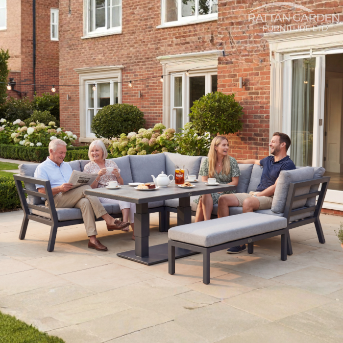 Breeze Aluminium Corner Rising Table Sofa Set