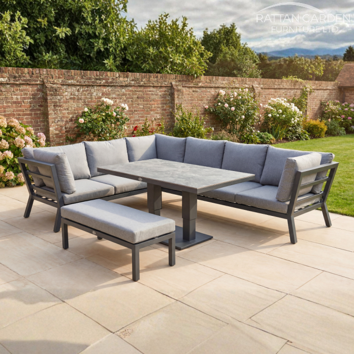 Breeze Aluminium Corner Rising Table Sofa Set