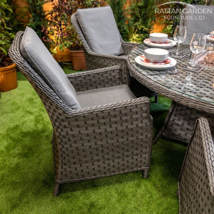 Rattan Serena Paris Round 6 Seat Fire Pit Set
