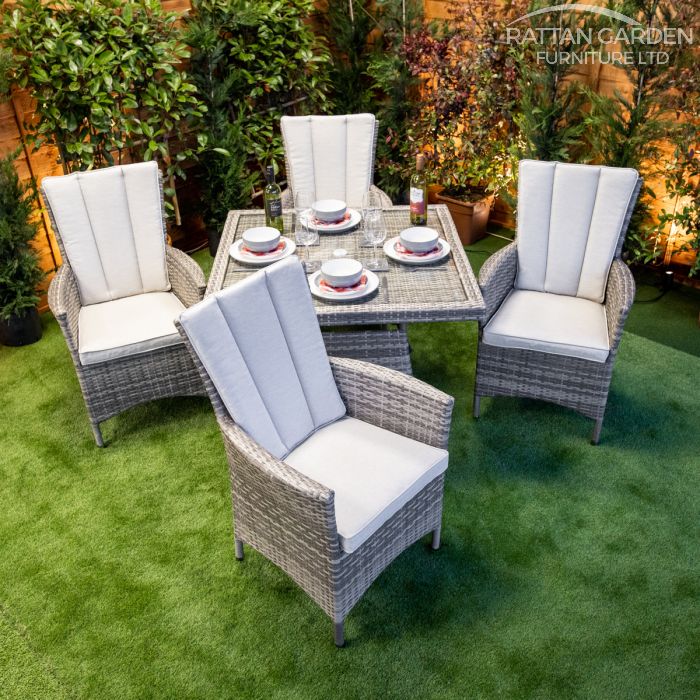 Rattan Champagne Atlanta Square 4 Seat Dining Set