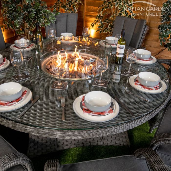 Rattan Serena Tokyo 8 Seat Fire Pit With 165cm Round Table