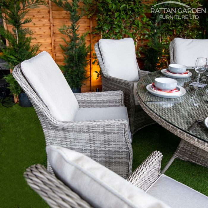 Rattan Champagne Paris Round 8 Seat Dining Set