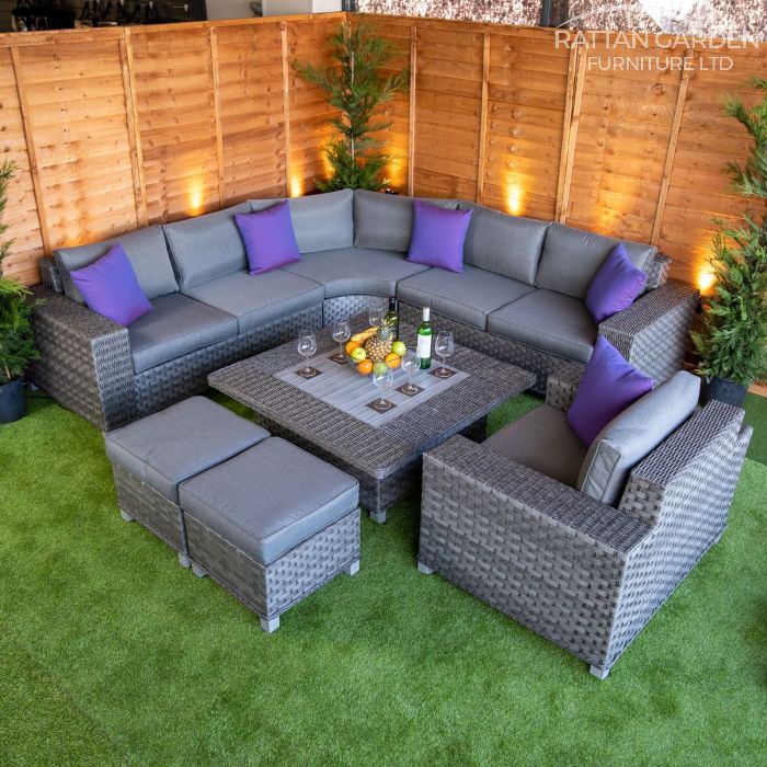 Serena Winchester Square Rising Table Rattan Corner Set