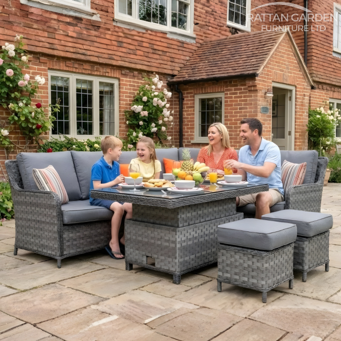 Rattan Serena Canterbury Rectangular Rising Table Corner Set