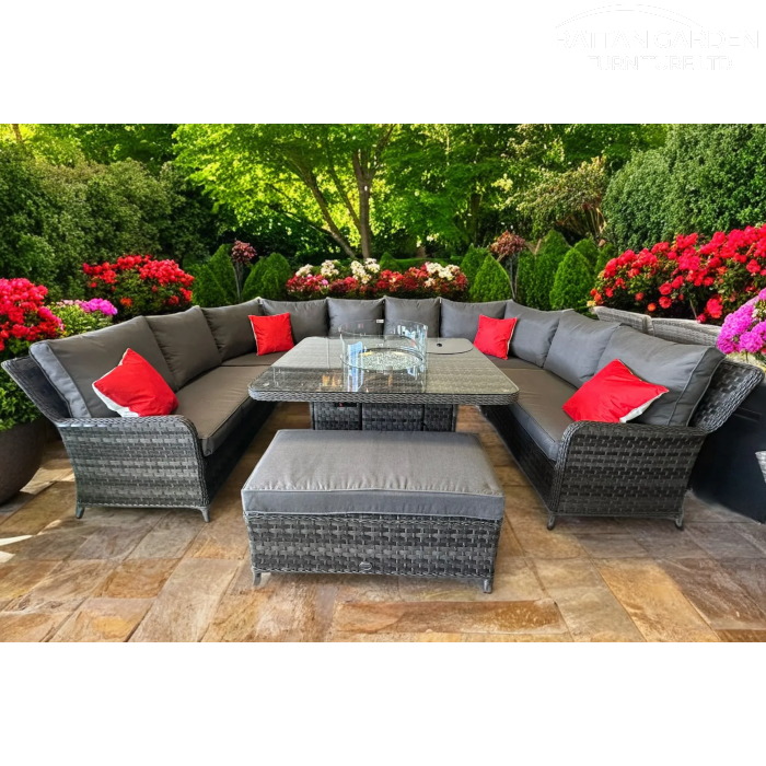 Serena Curved Sofa Set with Fire Pit