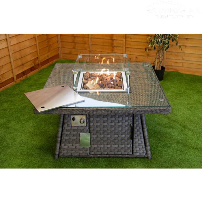 Serena Square Rattan Fire Pit Coffee Table