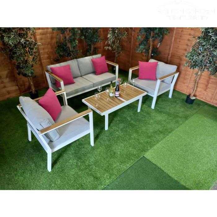 Fiona - Aluminium Rectangular Rising Table Sofa Set