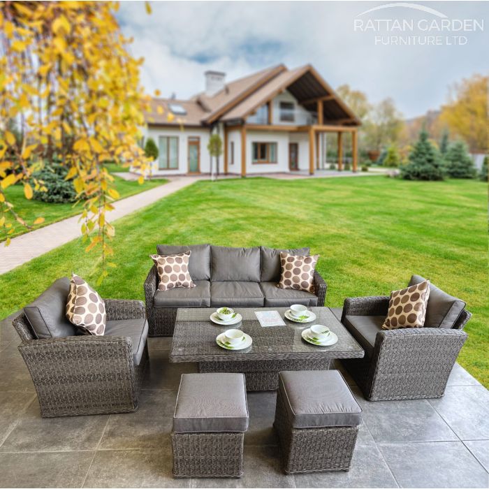 Serena Chichester 5 Seat 6 Piece Rising Table Rattan Sofa Set
