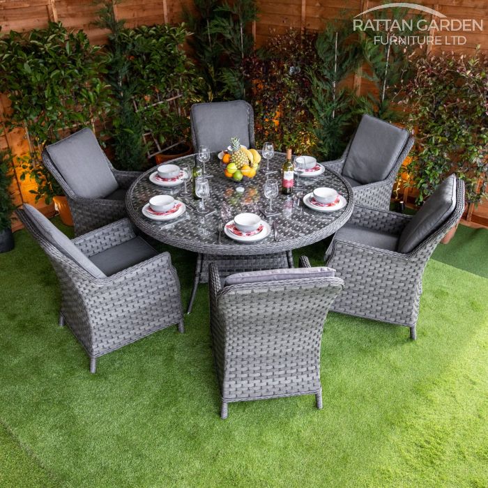 Rattan Serena Paris Round 6 Seat Dining Set