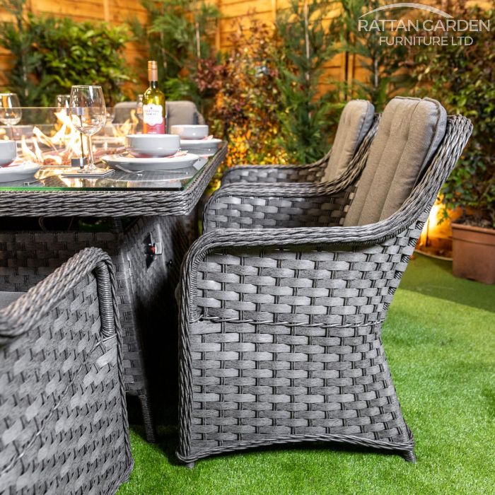 Rattan Serena Vienna Rectangular 6 Seat Fire Pit Set