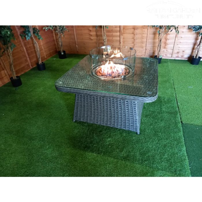 Platinum Square Fire Pit Coffee Table with Rounded Corners