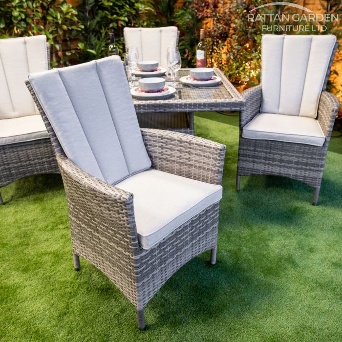 Rattan Champagne Atlanta Square 4 Seat Dining Set
