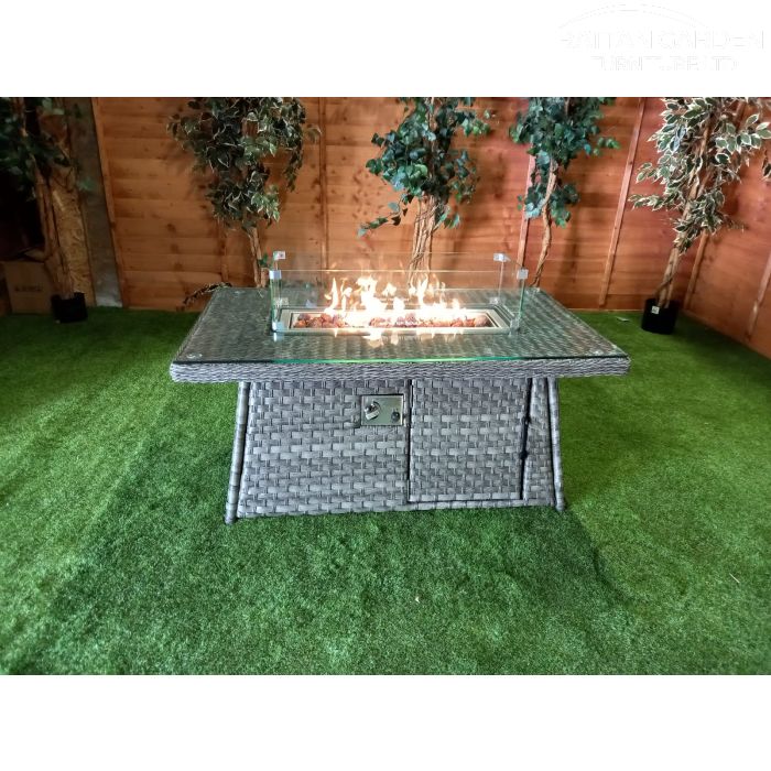 Serena Rectangular Rattan Firepit Coffee Table