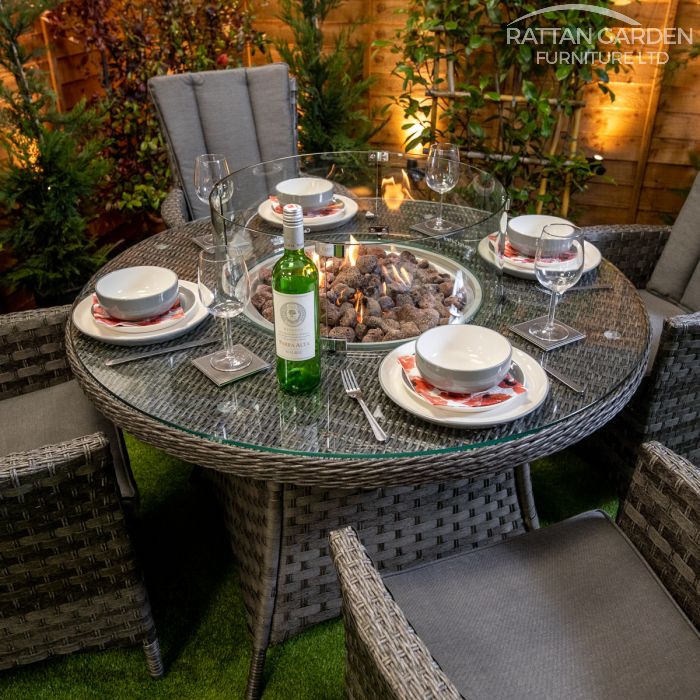 Rattan Serena Atlanta Round 4 Seat Fire Pit Set