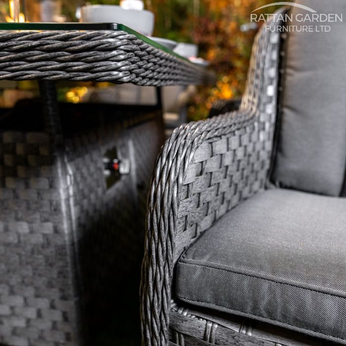 Rattan Serena Vienna Rectangular 6 Seat Fire Pit Set