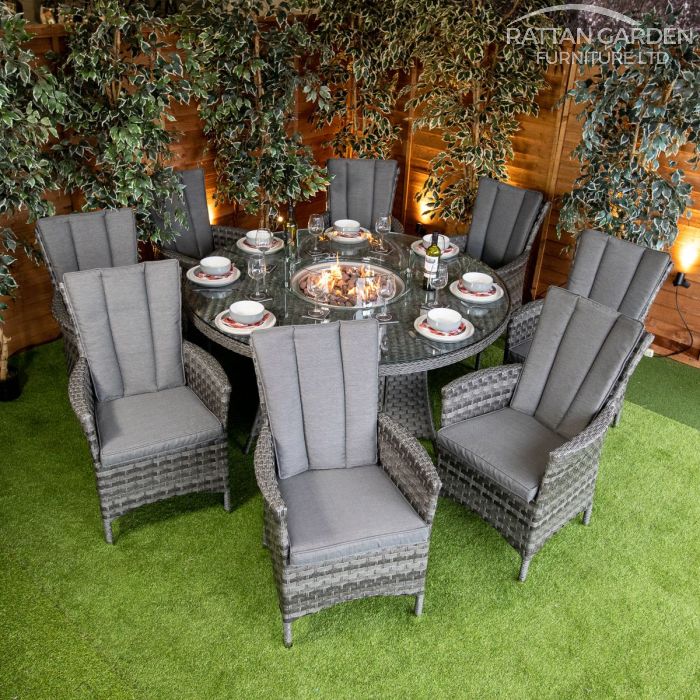Rattan Serena Atlanta 8 Seat Fire Pit With 165cm Round Table