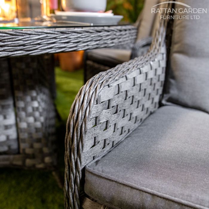 Rattan Serena Vienna Round 6 Seat Fire Pit Set