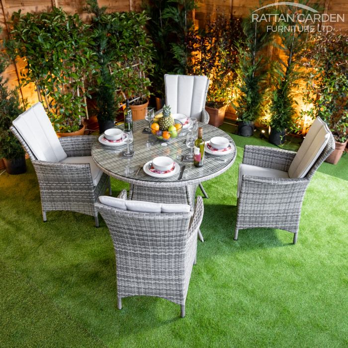 Rattan Champagne Atlanta Round 4 Seat Dining Set