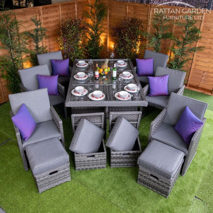 Rattan Serena 6 Seat Cube Set With 4 Storage Footstools