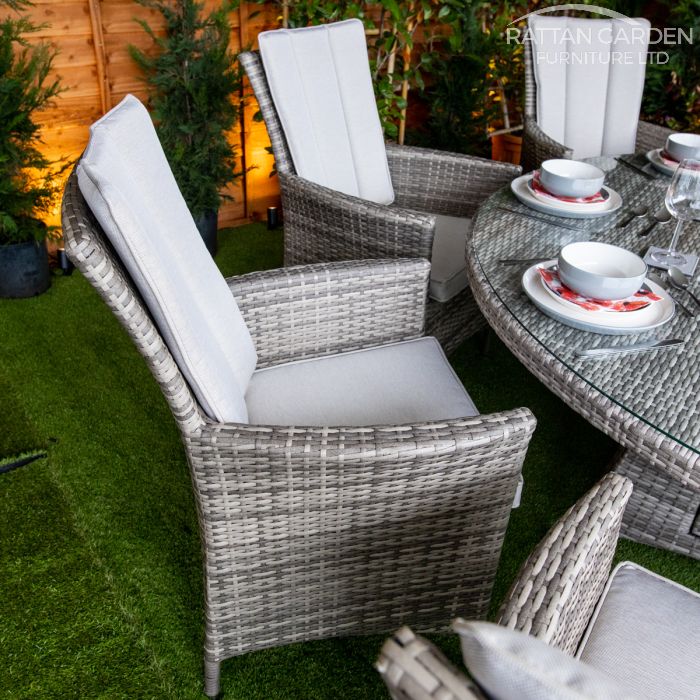 Rattan Champagne Atlanta Round 8 Seat Dining Set