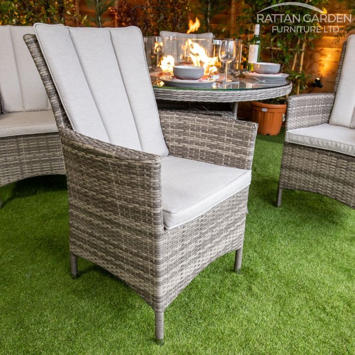 Rattan Champagne Atlanta Round 4 Seat Fire Pit Set