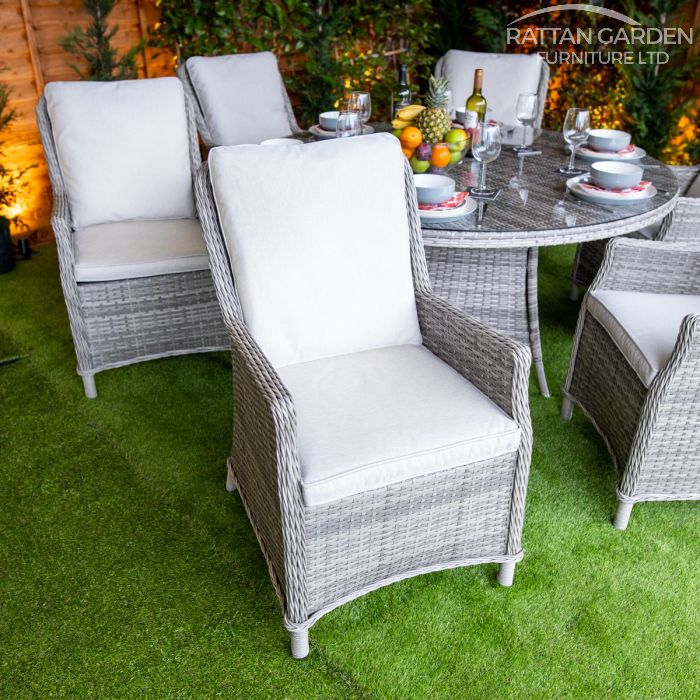 Rattan Champagne Paris Round 6 Seat Dining Set