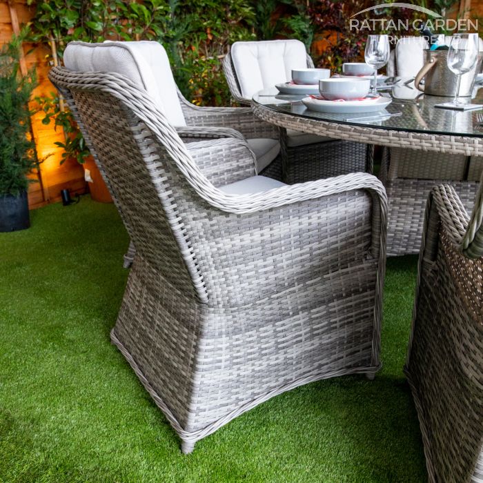 Rattan Champagne Vienna Round 8 Seat Dining Set