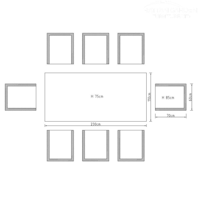 Brabazon Aluminium 8 Seat Dining Set with Grey Ceramic Glass Table Top