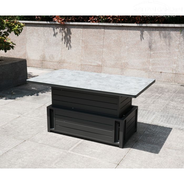 Brabazon Aluminium 4 Seat 4 Piece Sofa Set with Patterned Rising Table