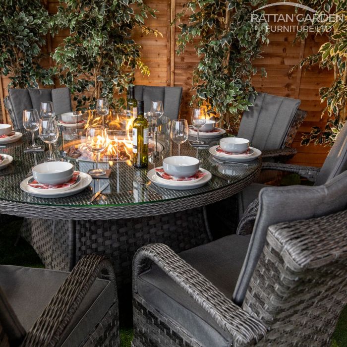 Rattan Serena Tokyo 8 Seat Fire Pit With 165cm Round Table