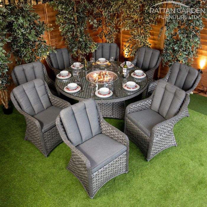 Rattan Serena Vienna 8 Seat Fire Pit With 165cm Round Table