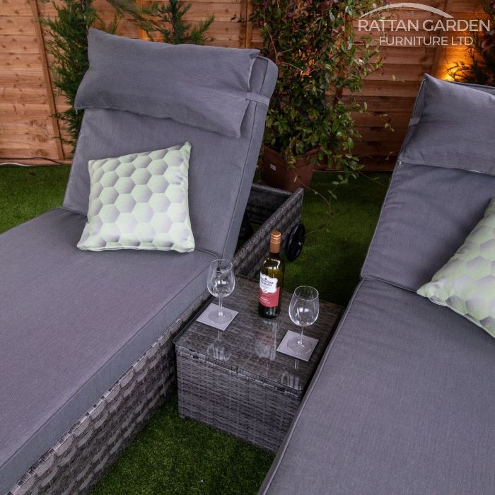 Rattan Serena Deluxe Extra Wide Wheel Lounger Set of 2 