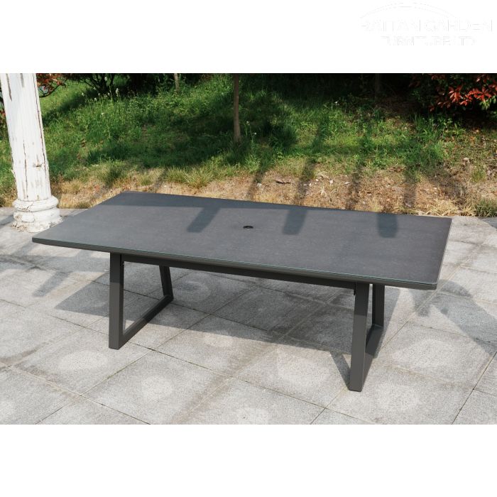 Brabazon Aluminium 8 Seat Dining Set with Grey Ceramic Glass Table Top