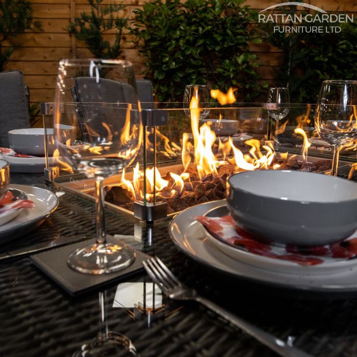 Rattan Serena Atlanta Rectangular 6 Seat Fire Pit Set