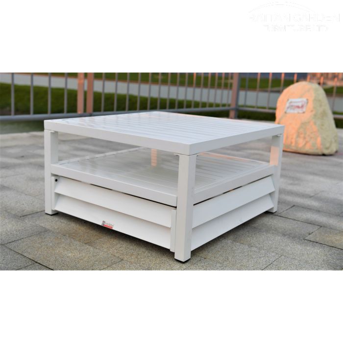 Shutter Style White Aluminium Square Coffee Table