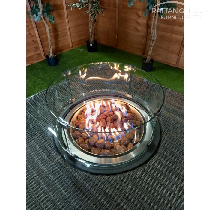 Platinum Square Fire Pit Coffee Table with Rounded Corners