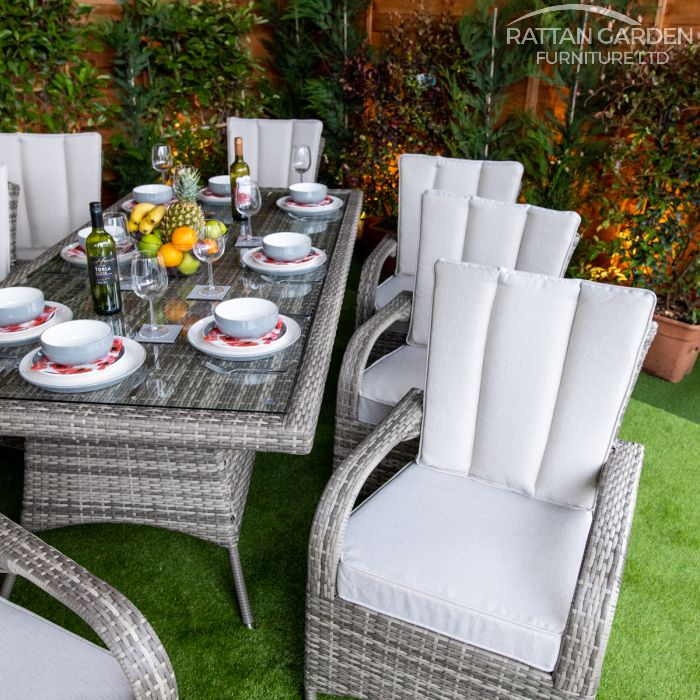 Rattan Champagne Tokyo Rectangular 8 Seat Dining Set