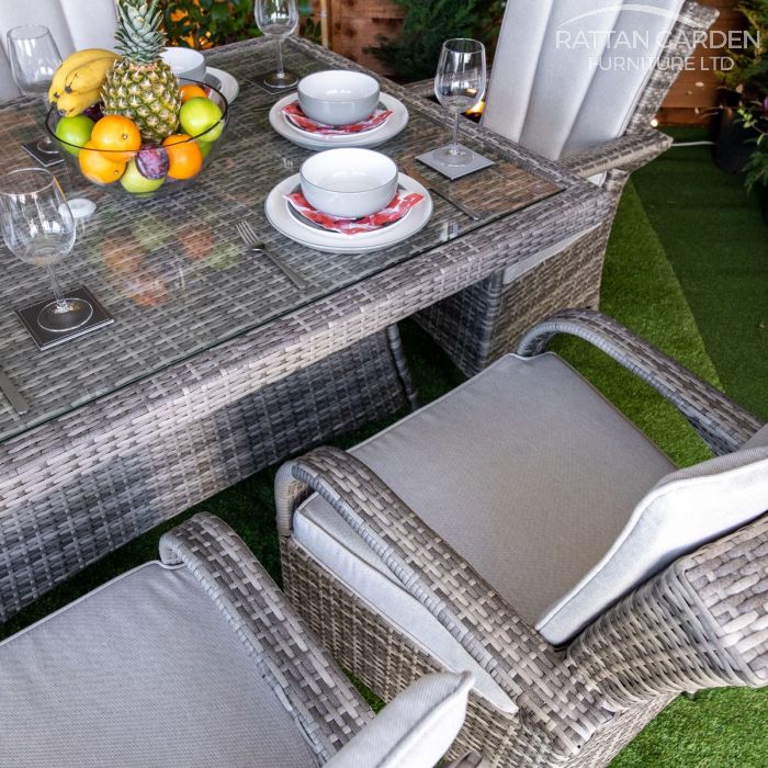 Rattan Champagne Tokyo Rectangular 6 Seat Dining Set