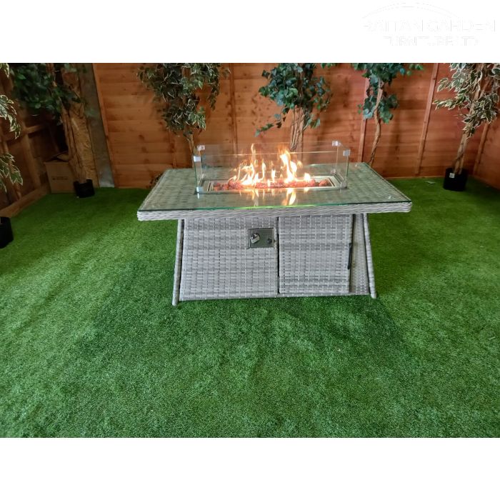 Champagne Rectangle rattan Fire Pit Coffee Table