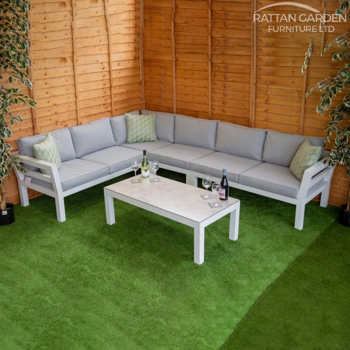 Katie - Aluminium Corner Sofa Set with Coffee Table