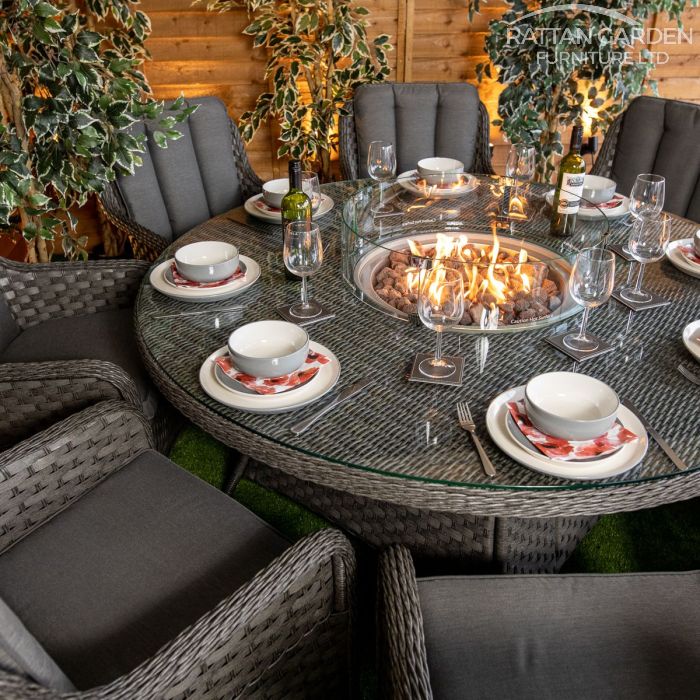 Rattan Serena Vienna 8 Seat Fire Pit With 165cm Round Table