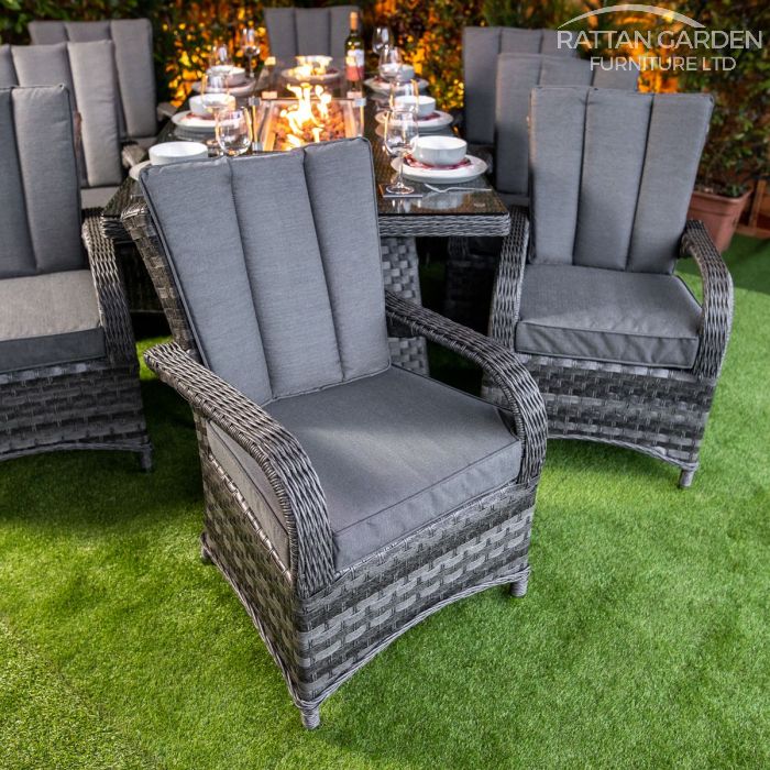 Rattan Serena Tokyo 8 Seat Fire Pit With 200cm Rectangular Table