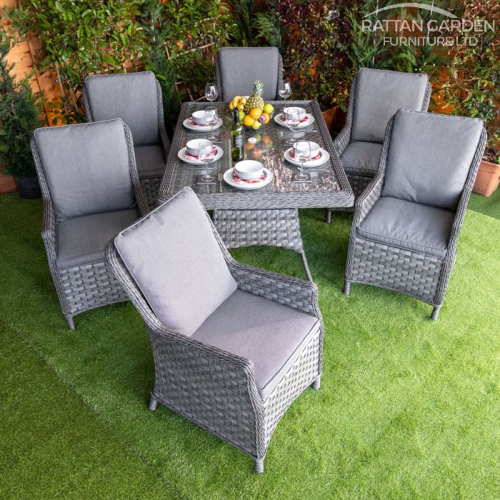 Rattan Serena Paris Rectangular 6 Seat Dining Set