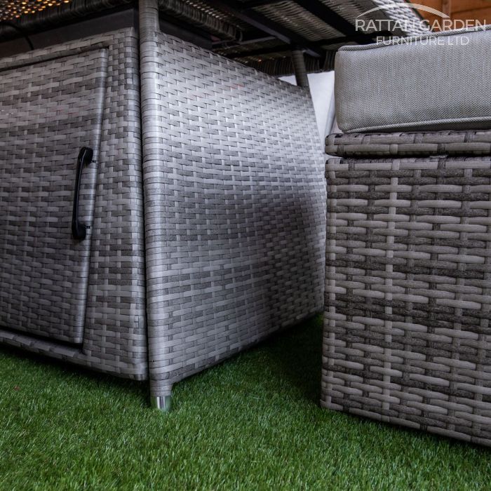Champagne Hampton rattan Corner Dining Set with Fire Pit