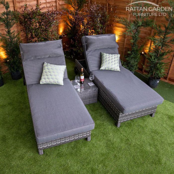 Rattan Serena Deluxe Extra Wide Wheel Lounger Set of 2 