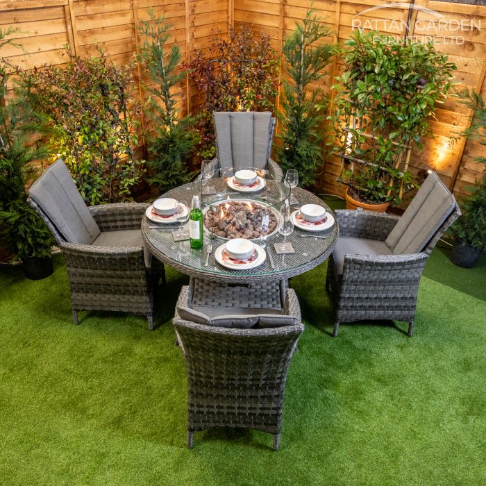 Rattan Serena Atlanta Round 4 Seat Fire Pit Set